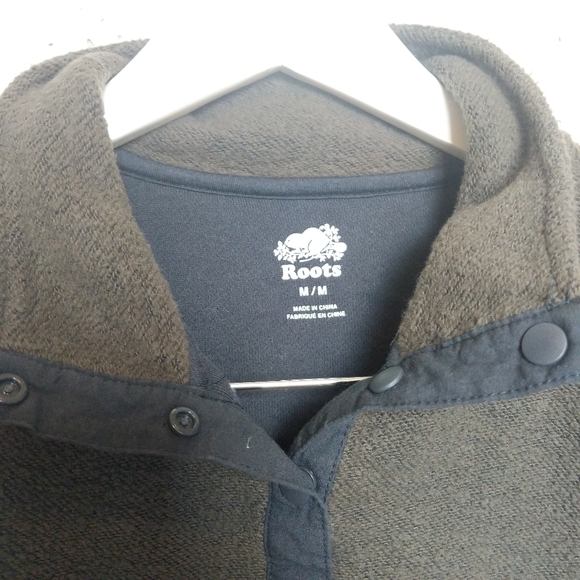 Roots Cropped Half Button Green Sweatshirt - Picture 7 of 9